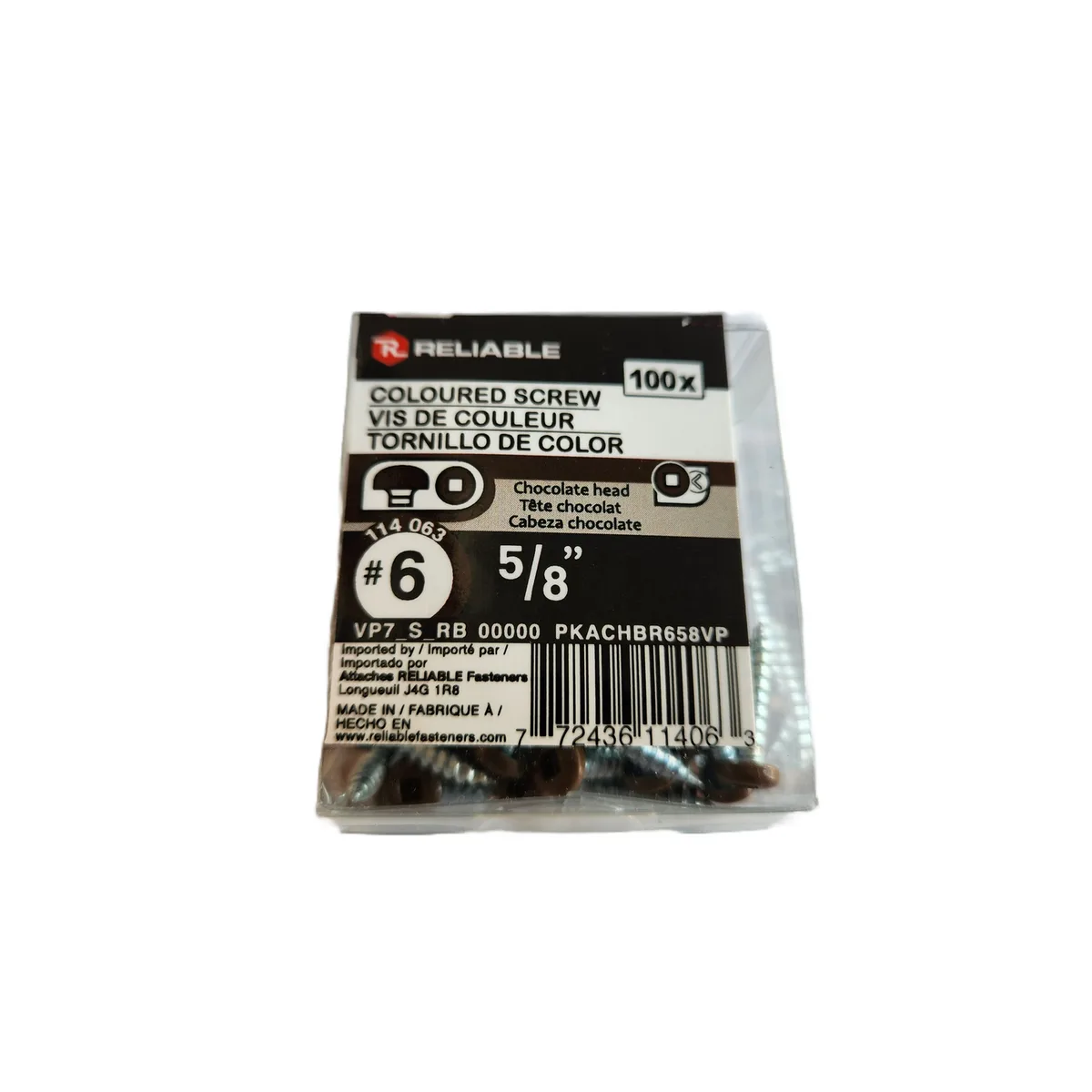 Box of brown 5/8 inch soffit screws