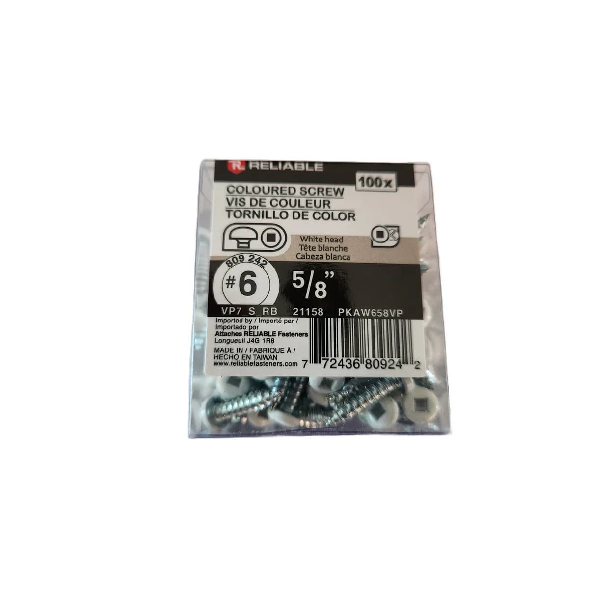 Box of white 5/8 inch soffit screws
